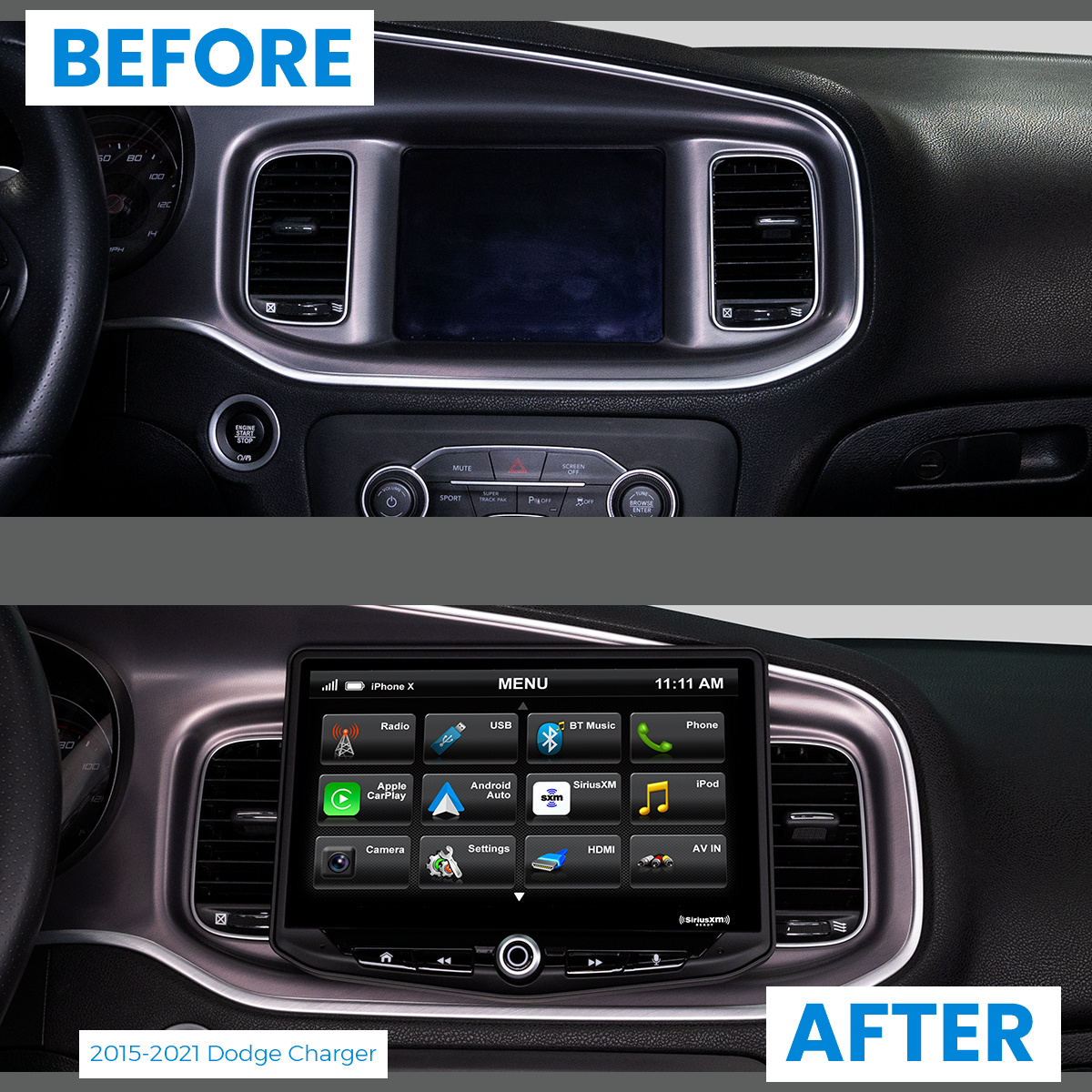 HEIGH10 Dodge Challenger/Charger/Chrysler 300 (2015-2023) 10" Radio Fully Integrated Kit | Displays Vehicle Information
