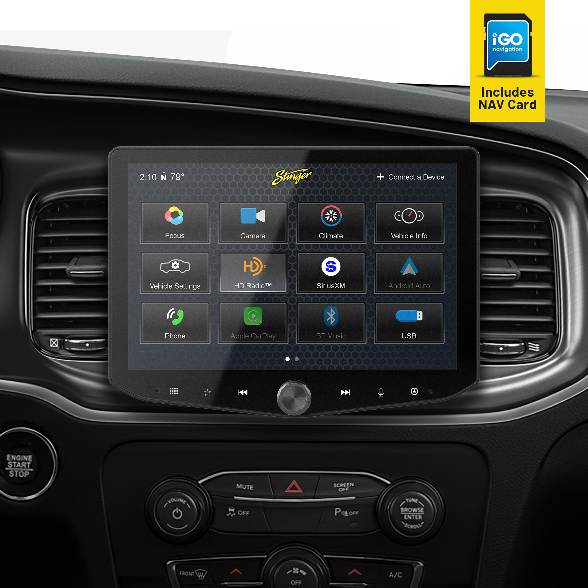 HORIZON10 Dodge Challenger/Charger/Chrysler 300 (2015-23) 10" Radio Fully Integrated Kit w/Nav Card | Displays Vehicle Info