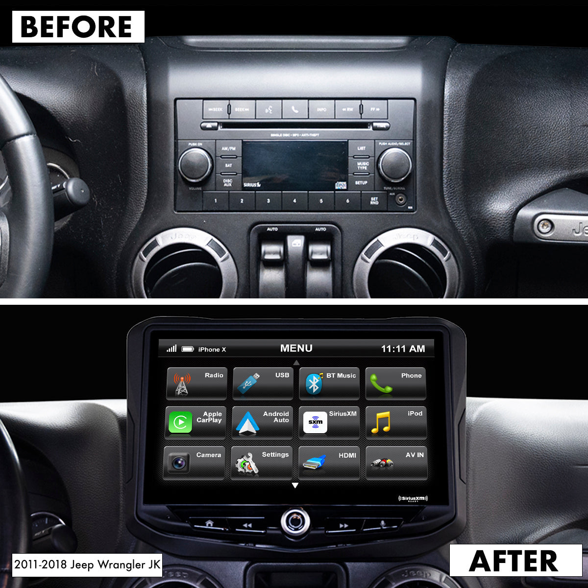 HEIGH10 Jeep Wrangler JK (2011-2018) 10" Radio Fully Integrated Kit | Displays Vehicle Information and Off-Road Mode