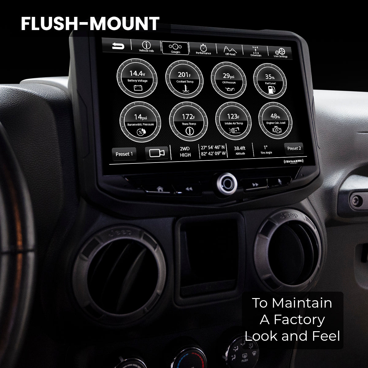 HEIGH10 Jeep Wrangler JK (2011-2018) 10" Radio Fully Integrated Kit | Displays Vehicle Information and Off-Road Mode