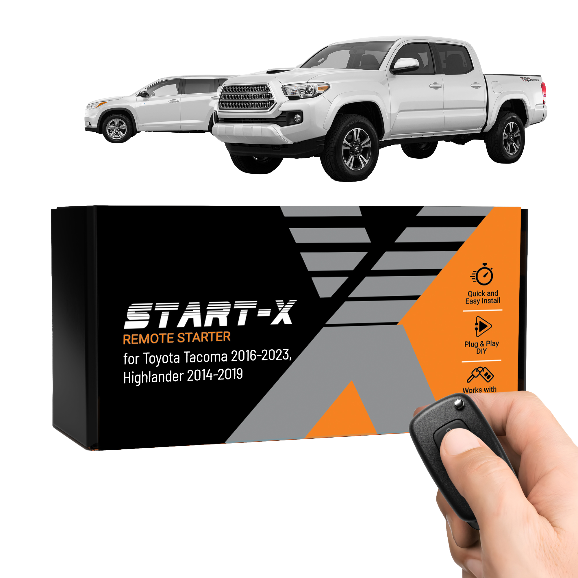 Start-X Remote Starter Kit for Toyota Tacoma (2016-23) & Highlander (2014-19) | Key Start, Plug N Play