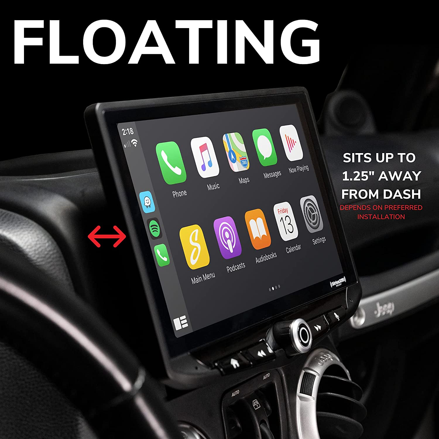 Jeep Wrangler JK floating display for Stinger HEIGH10 Radio Kit