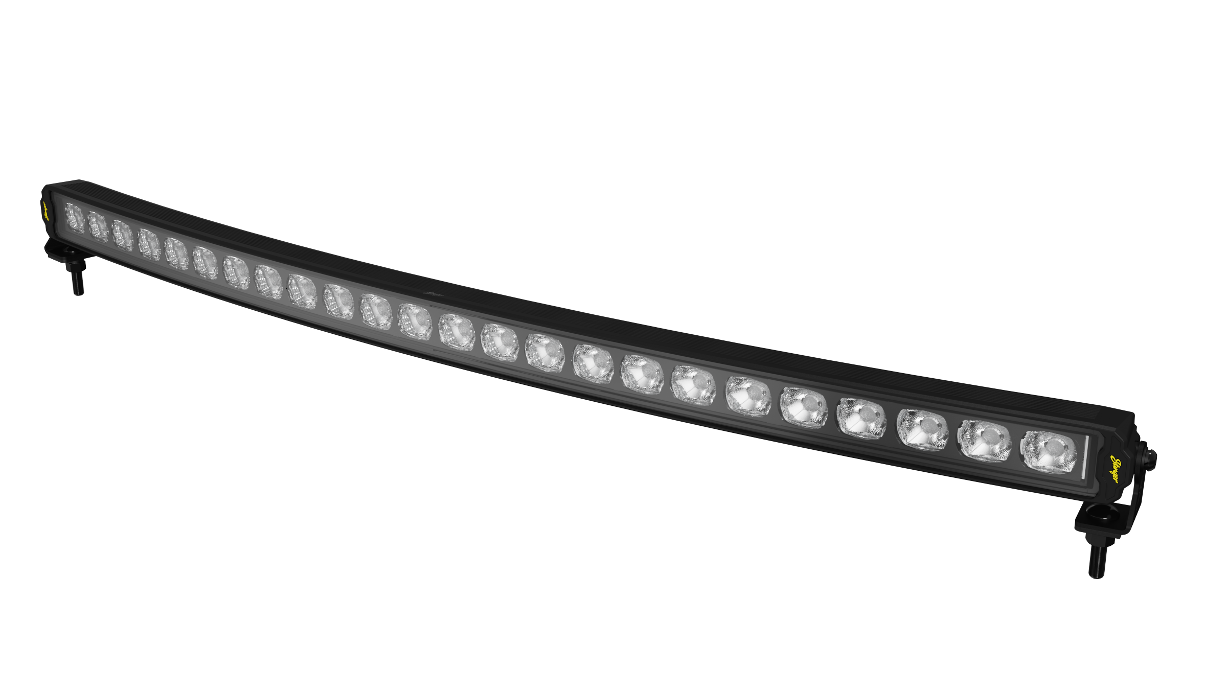 Black curved LED light bar with mounting brackets