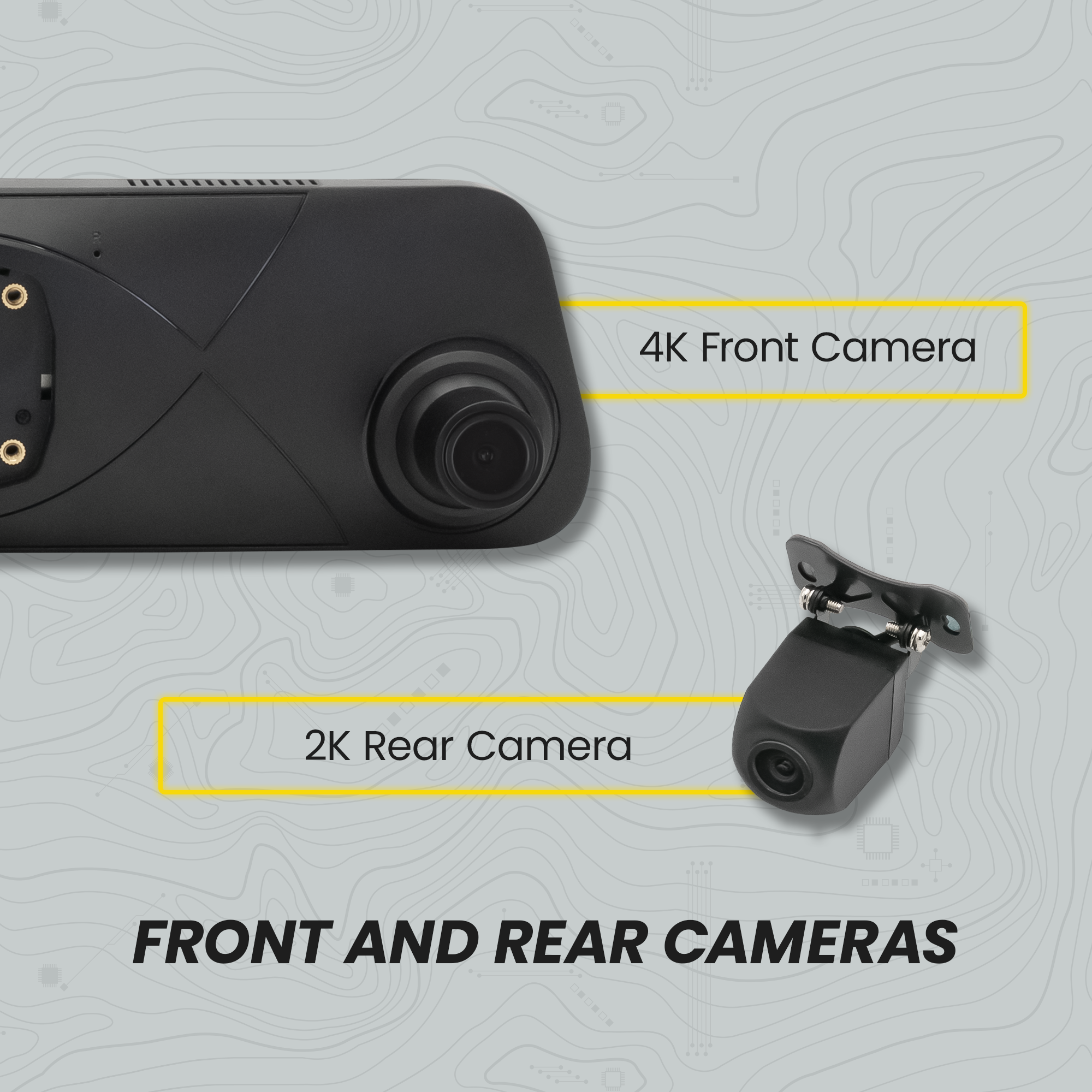 Stinger STR4K 9.66" 4K RearView DVR Monitor Mirror Camera | Front & Rear Dash/Backup Camera Kit