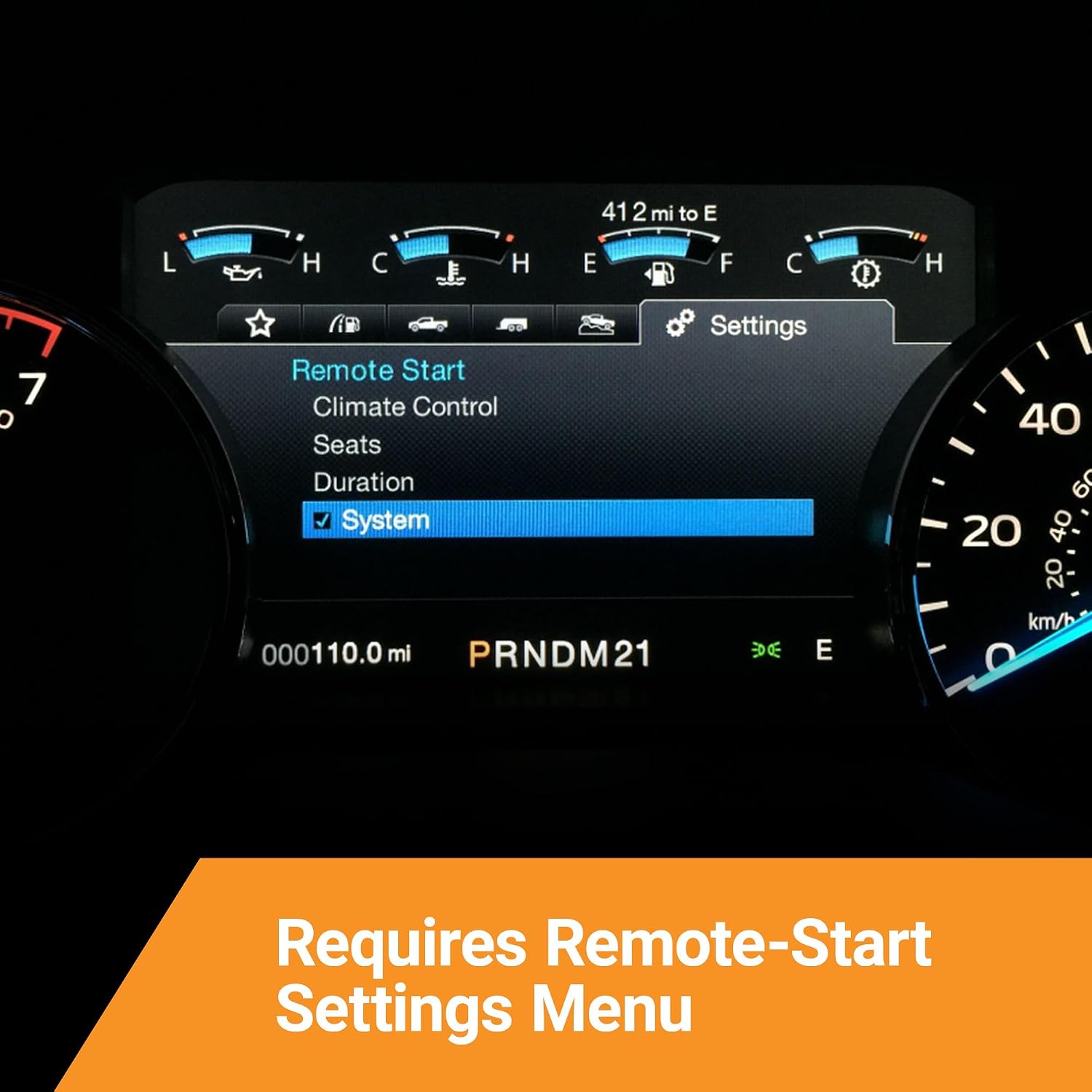 Vehicle Requires Remote Start Settings Menu