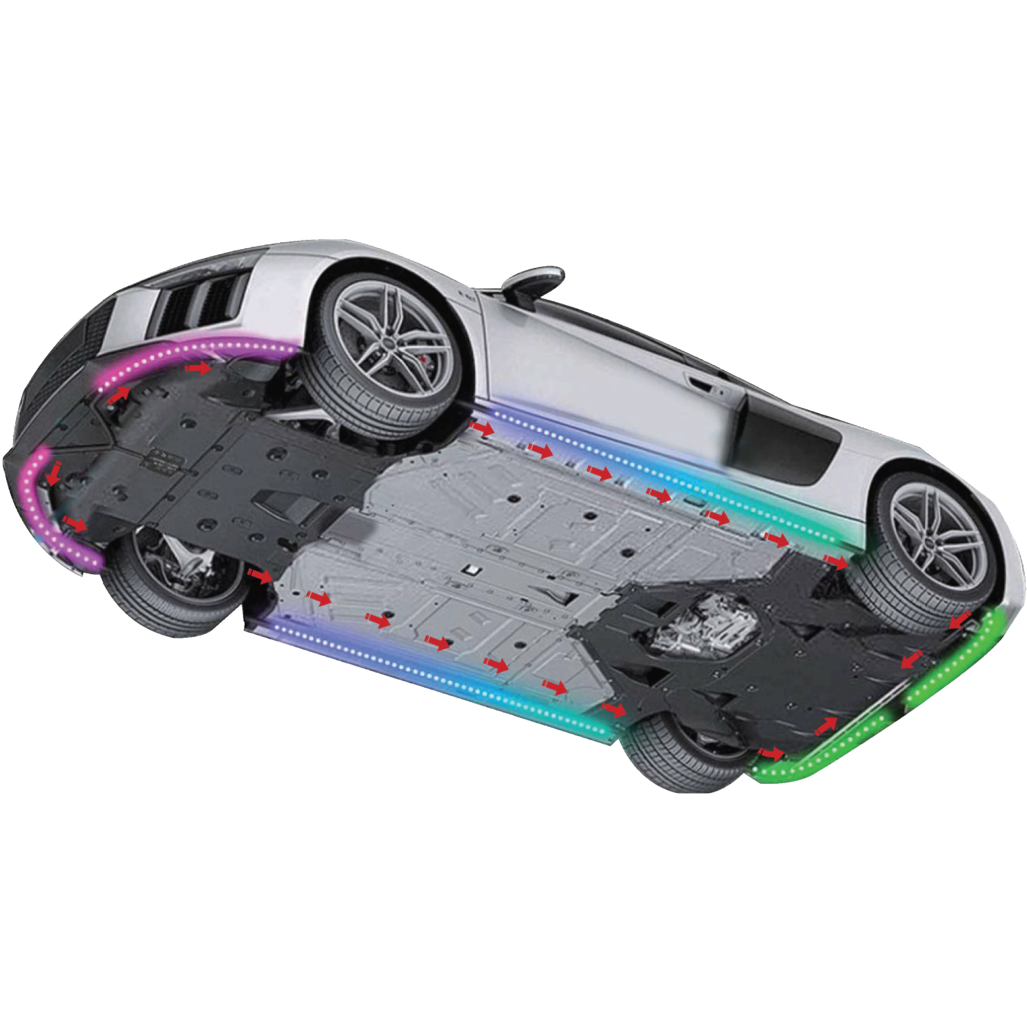 Stinger 6-Pc Dynamic RGB LED Underglow Strip Light Kit, On/Off Adapter & Bluetooth Remote - ENLIGHT10 App Compatible
