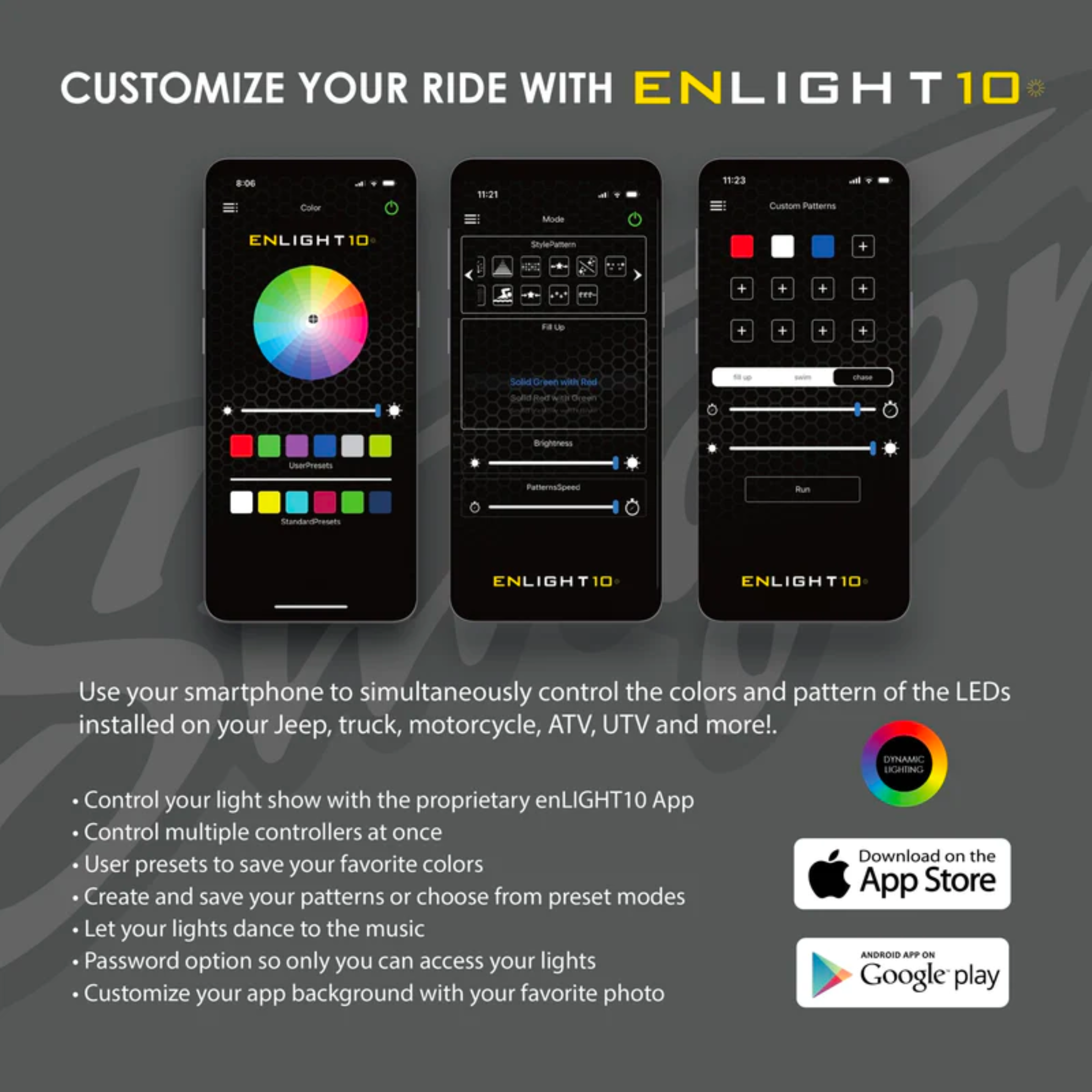 Stinger 4-Pc RGB Dynamic Rock Light Kit w/Bluetooth Remote & On/Off Switch - ENLIGHT10 App Compatible
