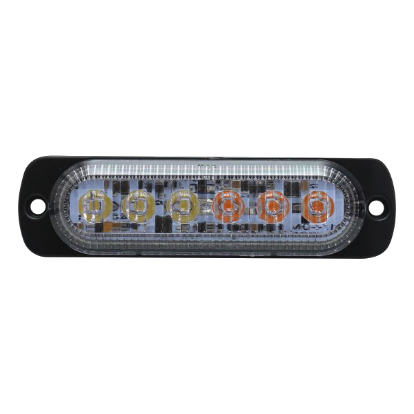 White/Amber Switching 6-LED Ultra Slim Flush Mount 19-Flash Pattern Marker Strobe Light by Race Sport Lighting