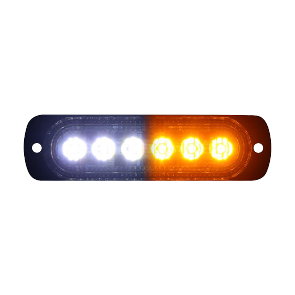 White/Amber Switching 6-LED Ultra Slim Flush Mount 19-Flash Pattern Marker Strobe Light by Race Sport Lighting