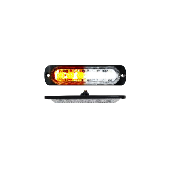 White/Amber Switching 6-LED Ultra Slim Flush Mount 19-Flash Pattern Marker Strobe Light by Race Sport Lighting