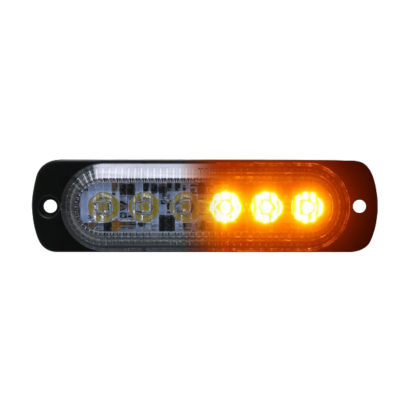 White/Amber Switching 6-LED Ultra Slim Flush Mount 19-Flash Pattern Marker Strobe Light by Race Sport Lighting