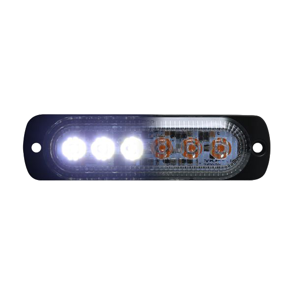 White/Amber Switching 6-LED Ultra Slim Flush Mount 19-Flash Pattern Marker Strobe Light by Race Sport Lighting