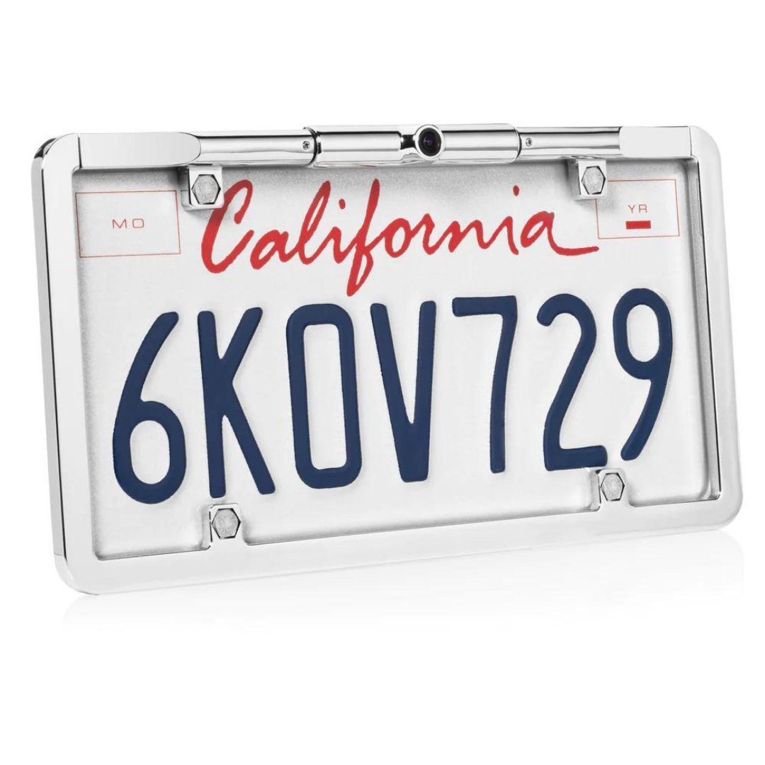 BOYO Ultra Slim Full-Frame License Plate Backup Camera with Active Parking Lines (Chrome) | VTL275TJ