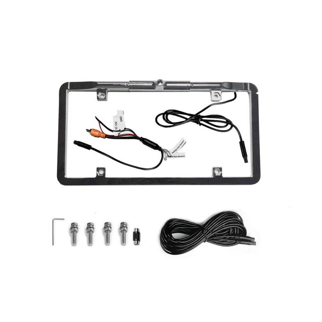 BOYO Ultra Slim Full-Frame License Plate Backup Camera with Active Parking Lines (Chrome) | VTL275TJ