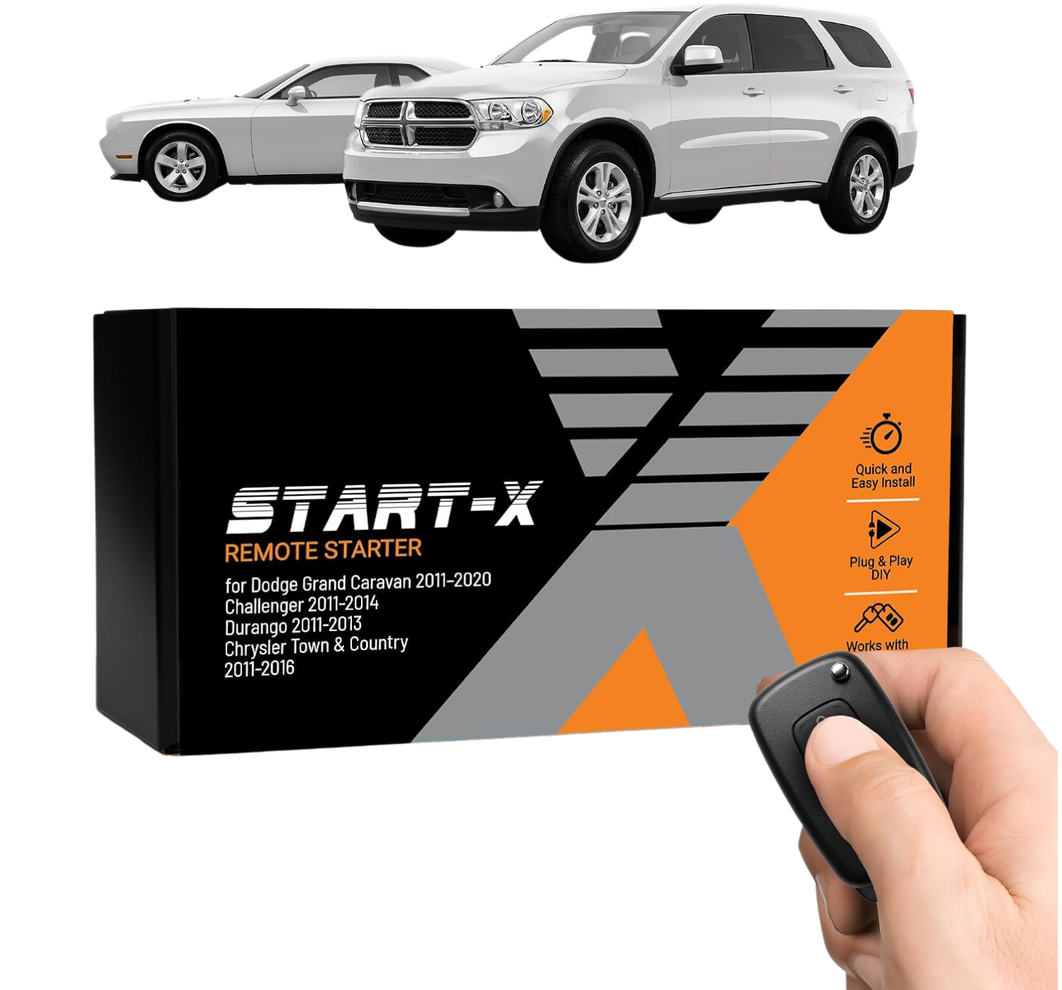 Start-X Plug & Play Remote Starter Kit for Select Dodge & Chrysler Vehicles | Grand Caravan (2011-2020), Challenger (2011-2014) & More | Key Blade Ignition