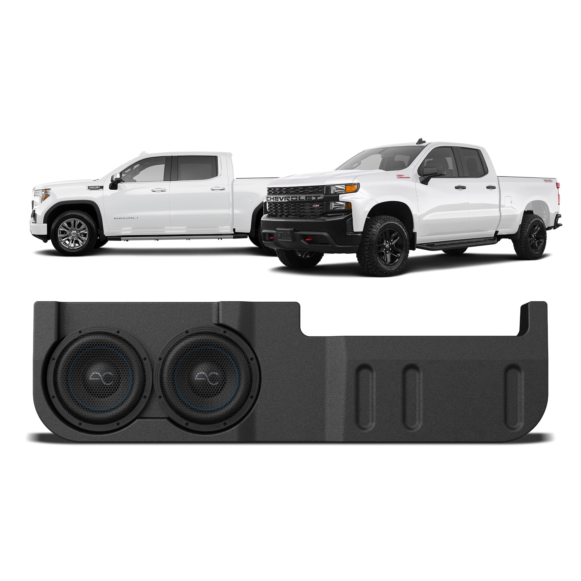 Chevy Silverado/GMC Sierra 1500 (2019+) / 2500/3500 Crew Cab (2020+) Under Seat Dual 10" Loaded Subwoofer Enclosure by AudioControl