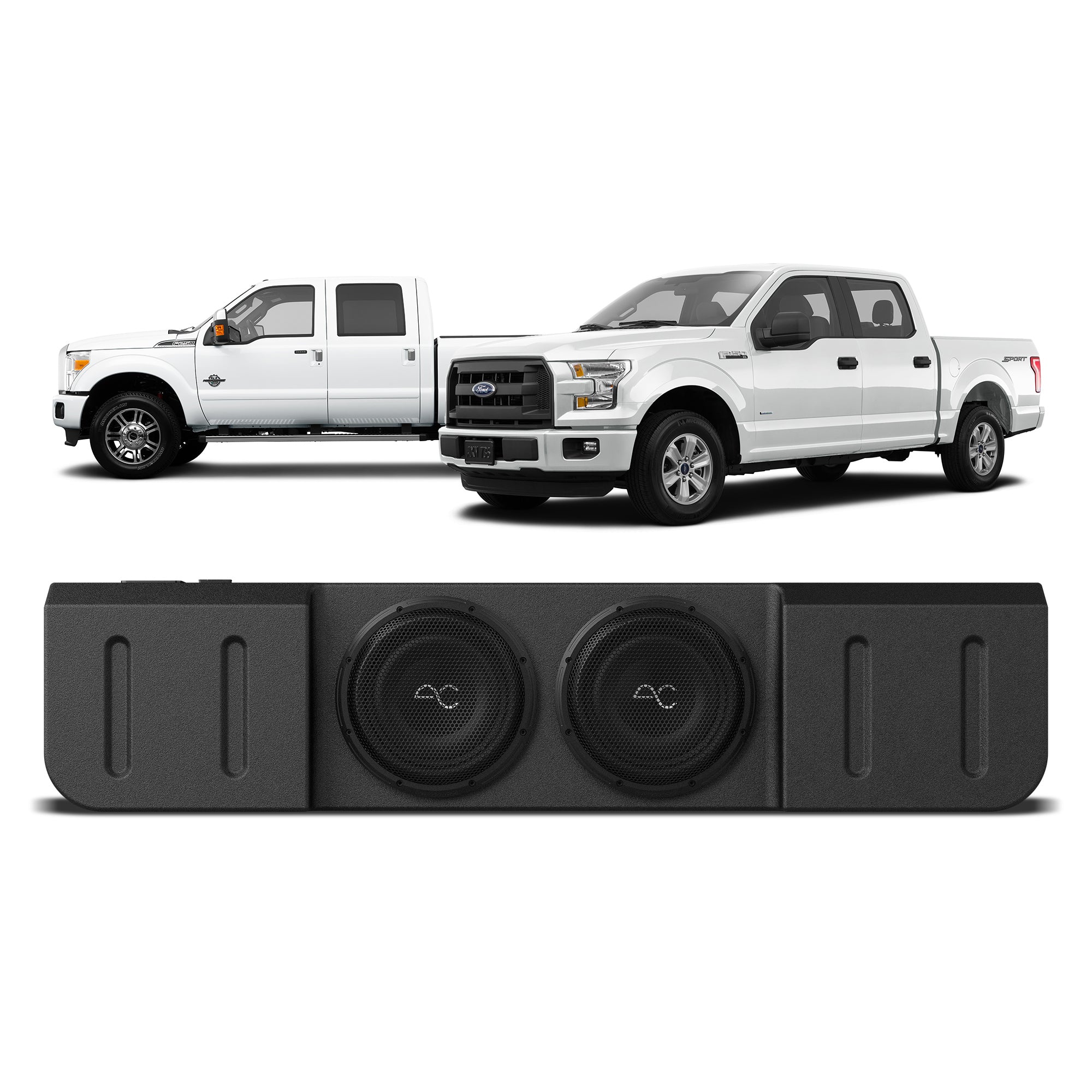 Ford F - 150 (2015 - 2023) / F - 250/350 Super Duty (2017+) Under Seat Dual 10" Loaded Subwoofer Enclosure by AudioControl