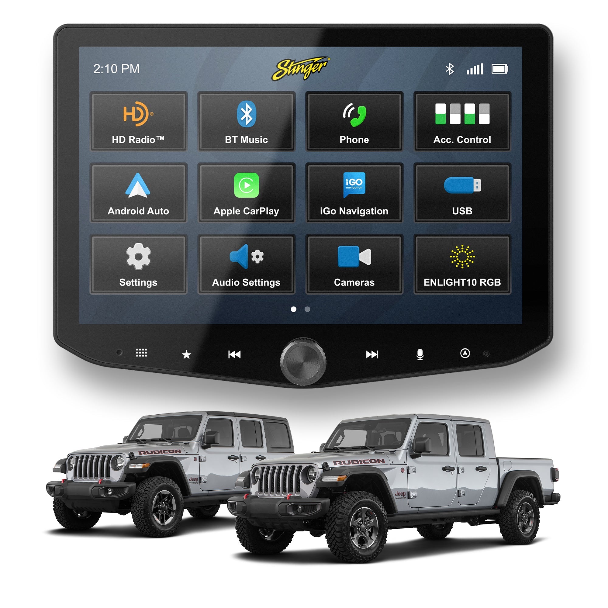 HEIGH10+ Jeep Wrangler JL (2018 - 2023)/Gladiator JT (2020 - 2023) 10" Radio Fully Integrated Kit | Displays Vehicle Information and Off - Road Mode