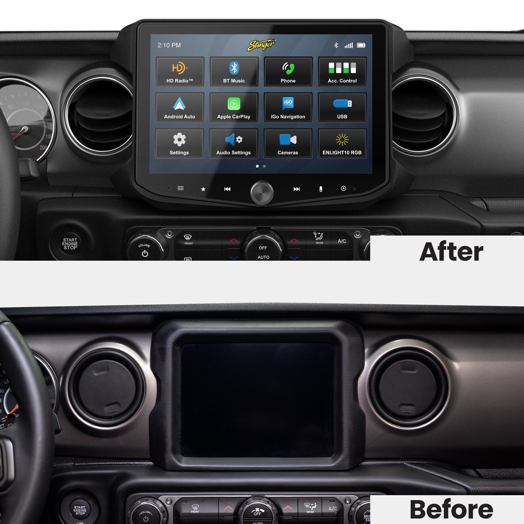 HEIGH10+ Jeep Wrangler JL (2018 - 2023)/Gladiator JT (2020 - 2023) 10" Radio Fully Integrated Kit | Displays Vehicle Information and Off - Road Mode