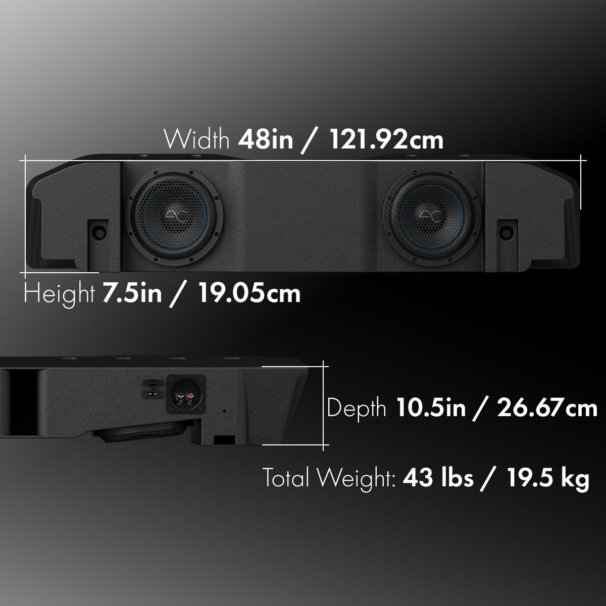 Jeep Gladiator JT (2020-2024) Under Seat Dual 8" Loaded Subwoofer Enclosure (700 Watt RMS/1,000 Watt Max)