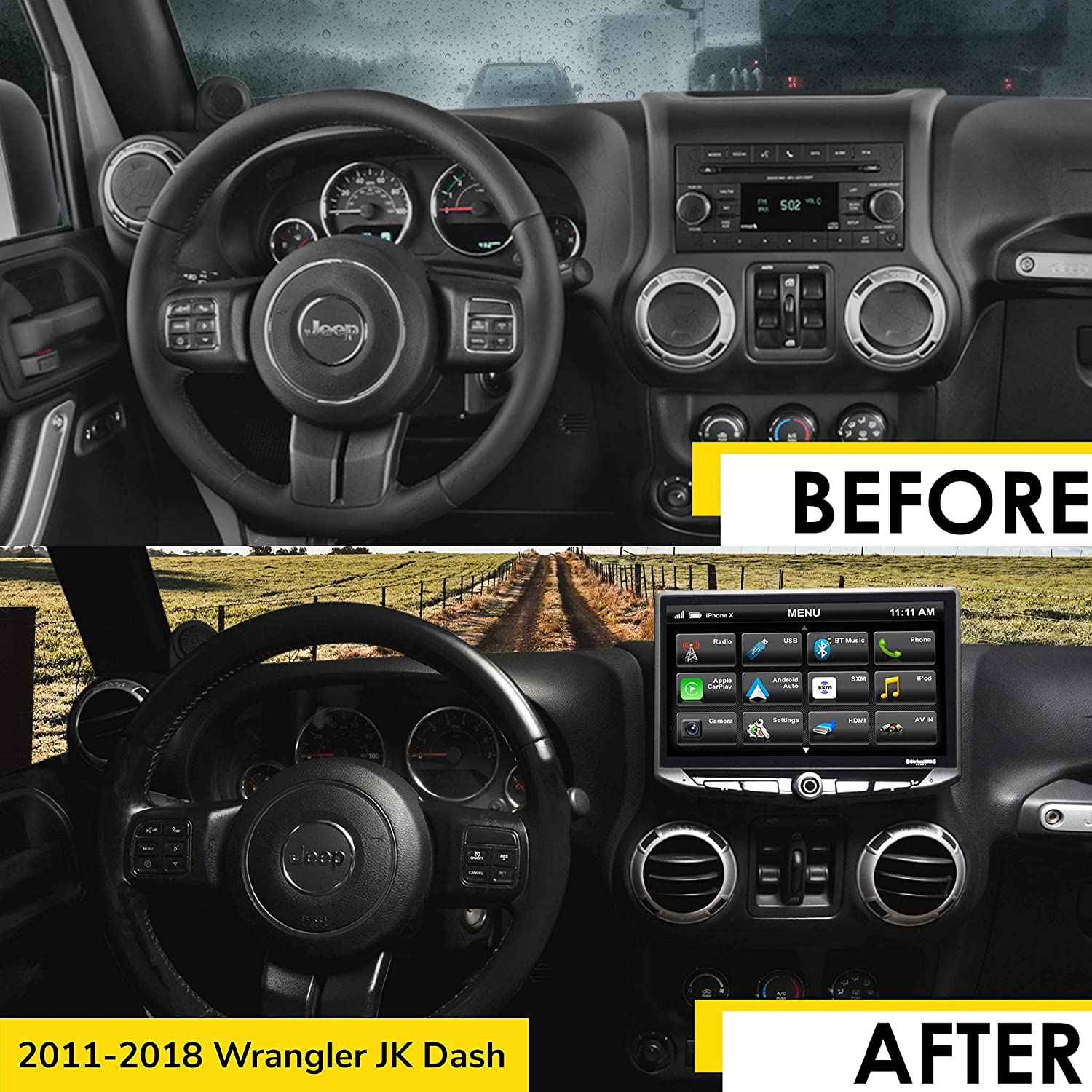 Jeep Wrangler JK (2007 - 2010) HEIGH10 10" Radio Kit with Spare Tire Backup Camera
