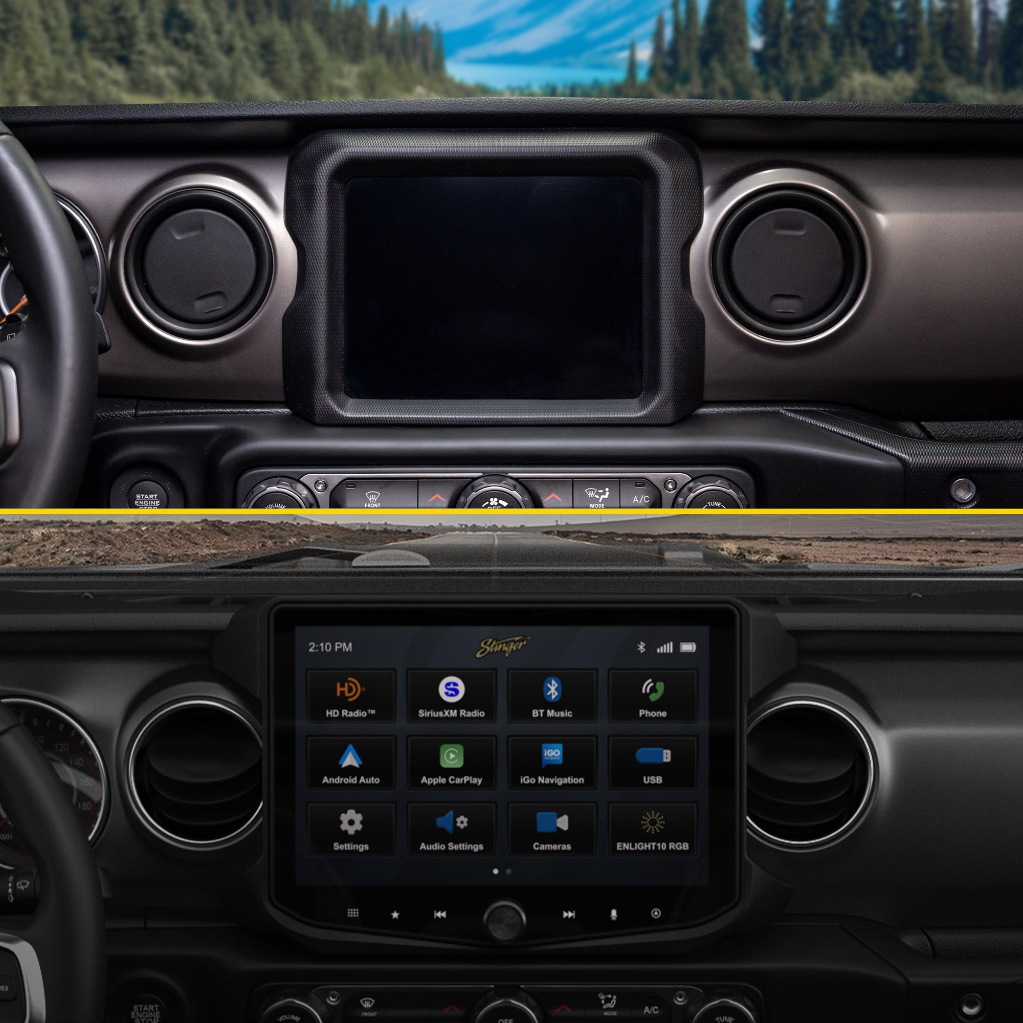 Jeep Wrangler JL (2018 - 2023)/Gladiator JT (2020 - 2023) HORIZON10 10" Radio Fully Integrated Kit | Displays Vehicle Information and Off - Road Mode