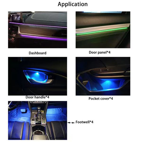 LED Interior Ambient 18 - Piece RGBW Multicolor Ultra - Flow Series ColorSmart 4 - Door Vehicle Complete Kit