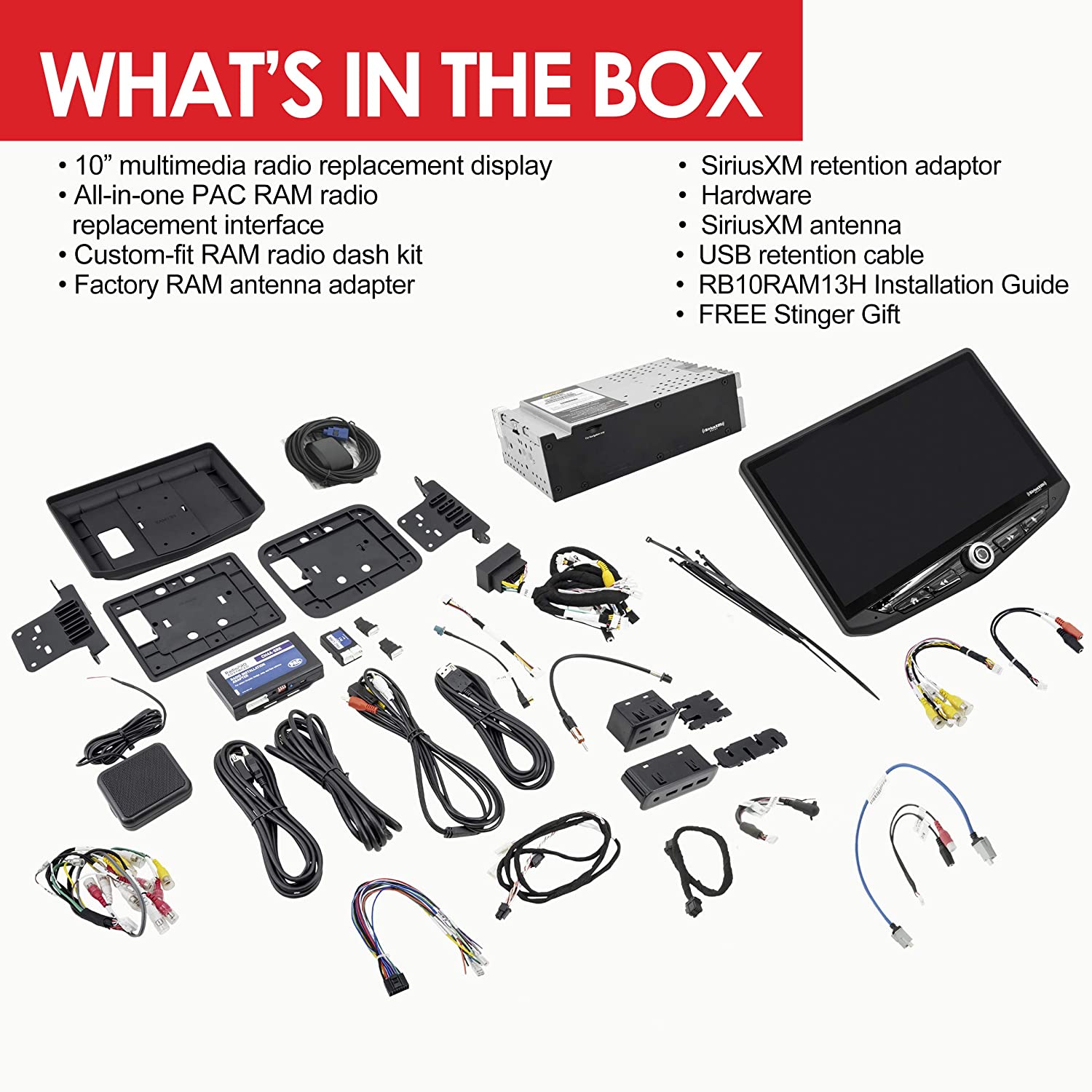 RAM Truck (2013-2018) HEIGH10 10" Radio Fully Integrated Kit | Displays Vehicle Information