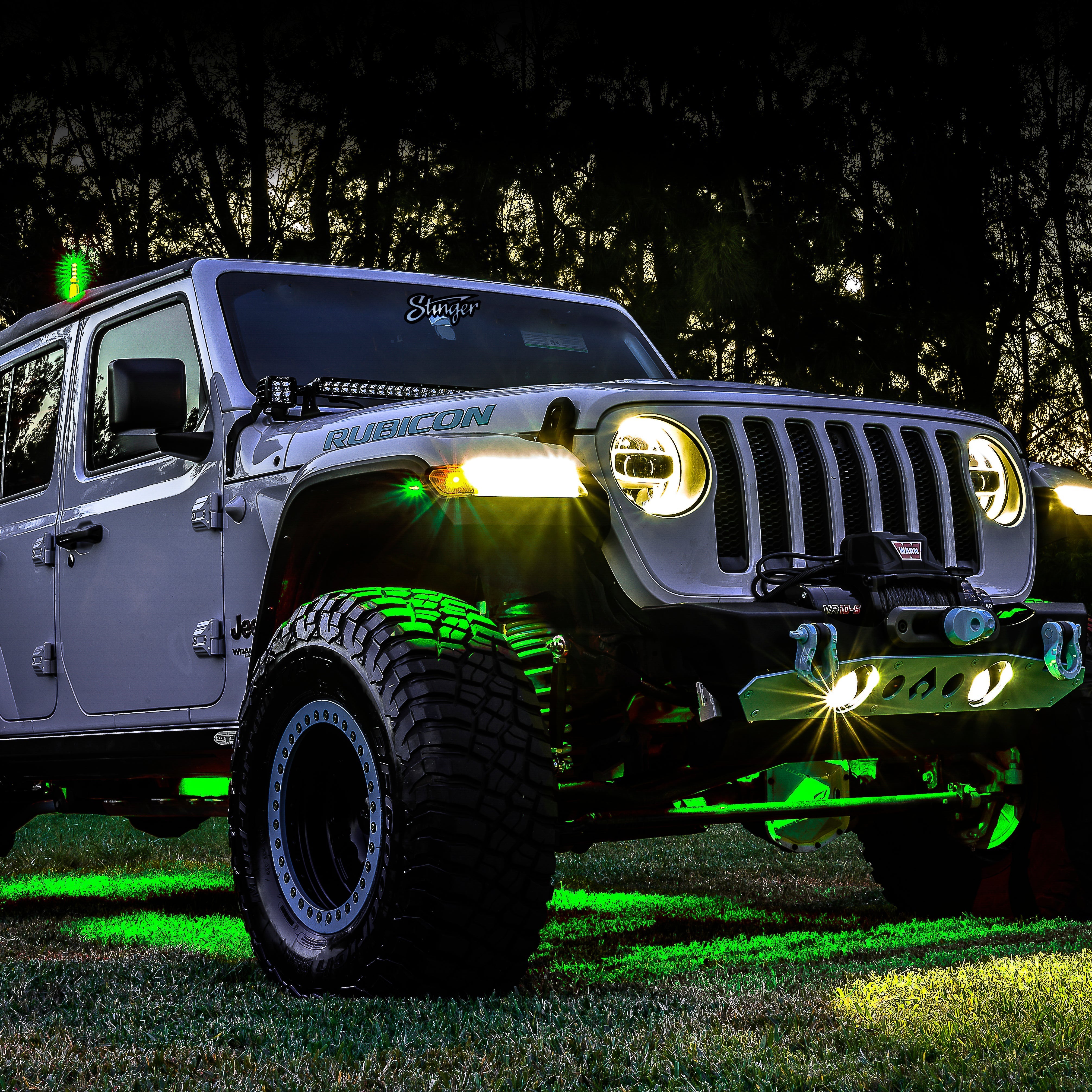 Vivid Green Liquid, Mud, Dust & Impact resistant LED Rock Lights (2 Pair)