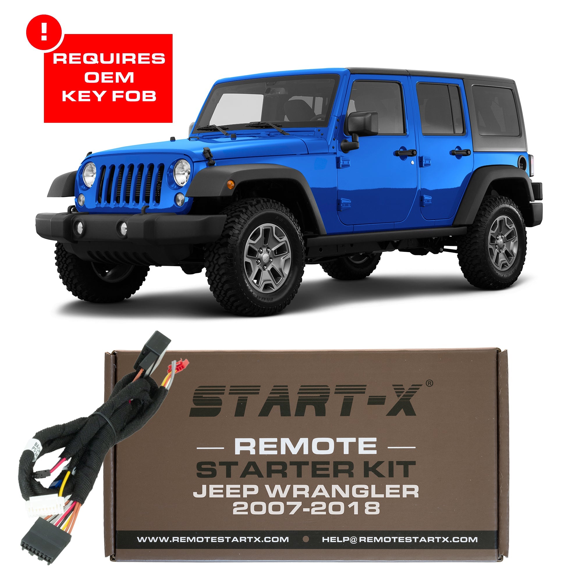 Start - X Plug N Play Remote Starter Kit for Jeep Wrangler (2007 - 2018) / Key Start