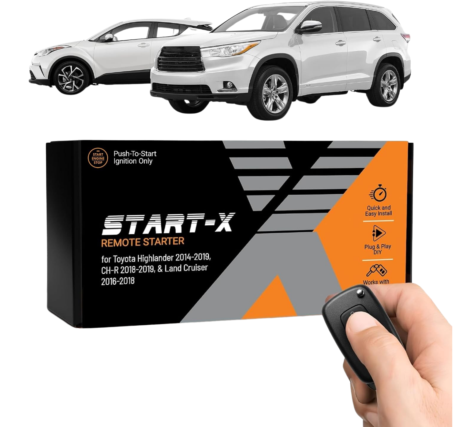 Start-X Plug & Play Remote Starter Kit for Toyota Highlander, C-HR & Land Cruiser (2014-2019) | Push-to-Start Ignition